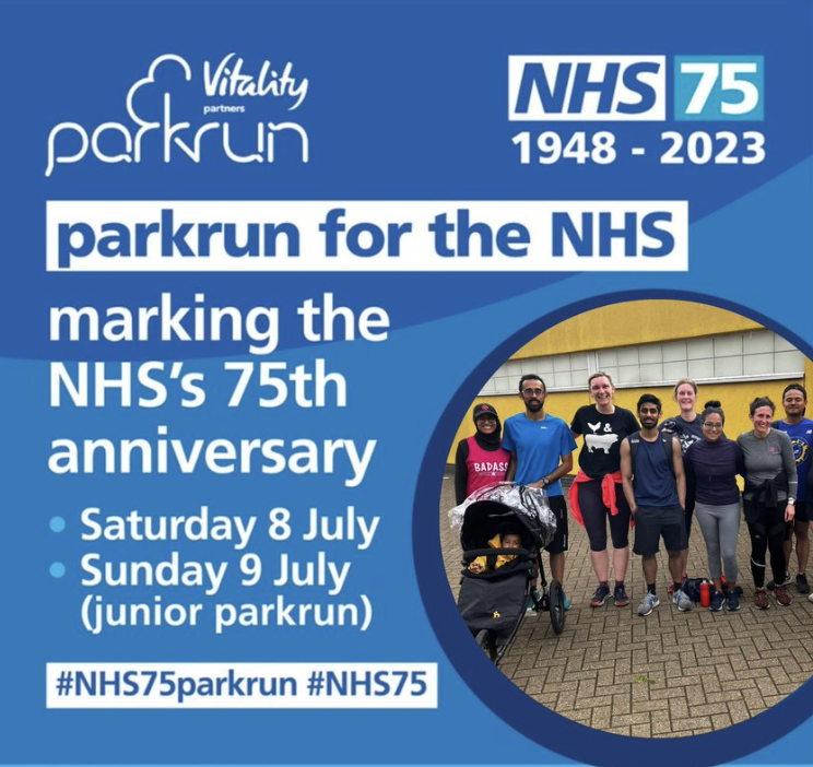 NHS75 parkrun event – walk, jog, run or volunteer!