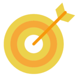 Graphic of a target with an arrow in the bull's eye in shades of yellow and orange. Icon represents 'Measuring Your Impact'.