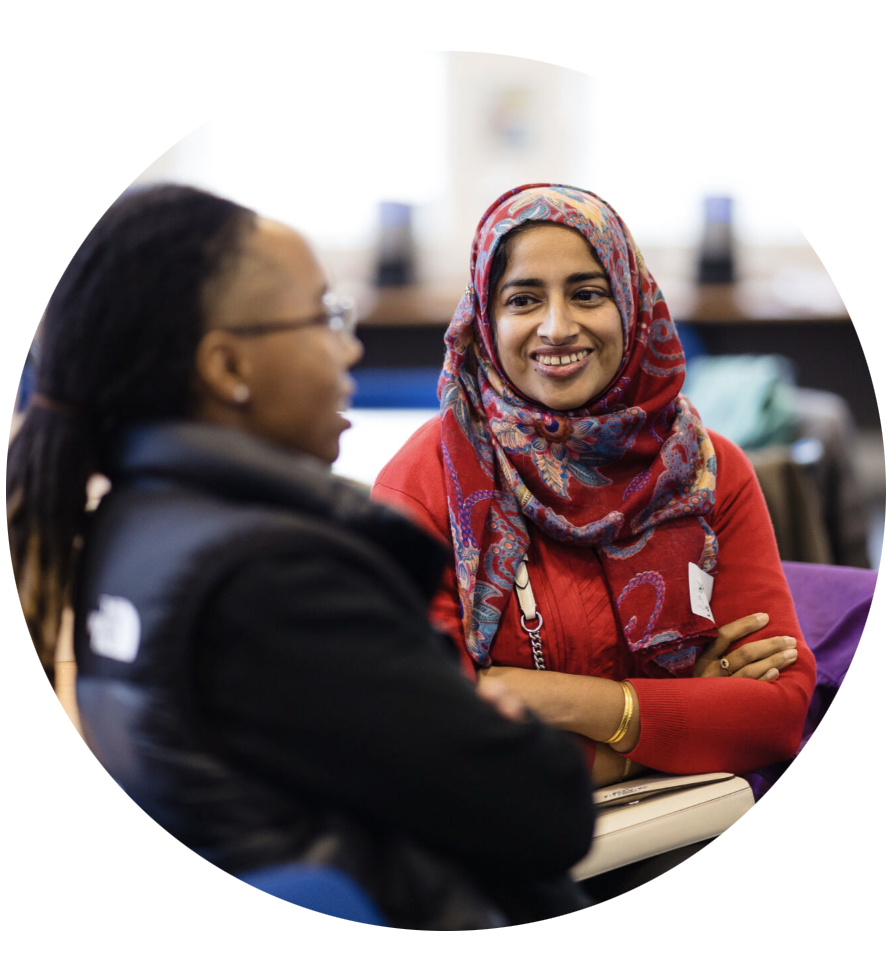 Photograph of 2 of the participants at the Tower Hamlets Cornerstone Project Learning event held on 30 October, 2024. Photograph by Photographer London '  http://freelanceeventsphotographer.co.uk/coroporate-event-photographer-london.