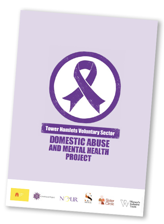 Screen shot of the cover of the Domestic Violence and Mental Health resource developed by Coffee Afrik, The Limehouse Project, Nour, Shewise, Sister Circle and Women's Inclusive Team.