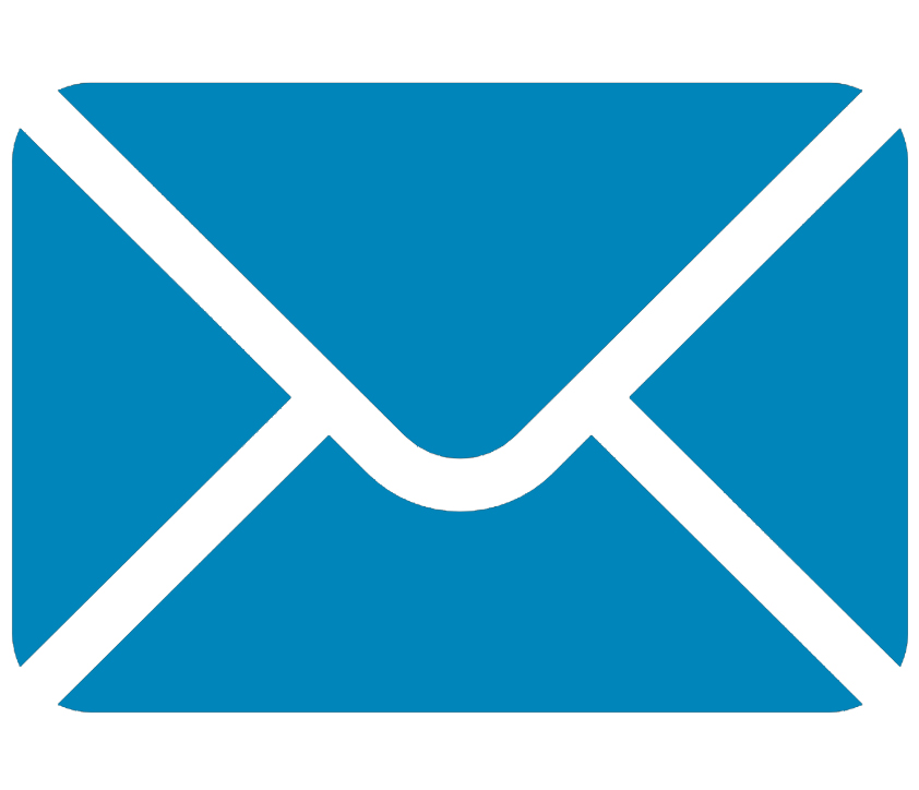 Turquoise icon of an envelope representing mailing list.